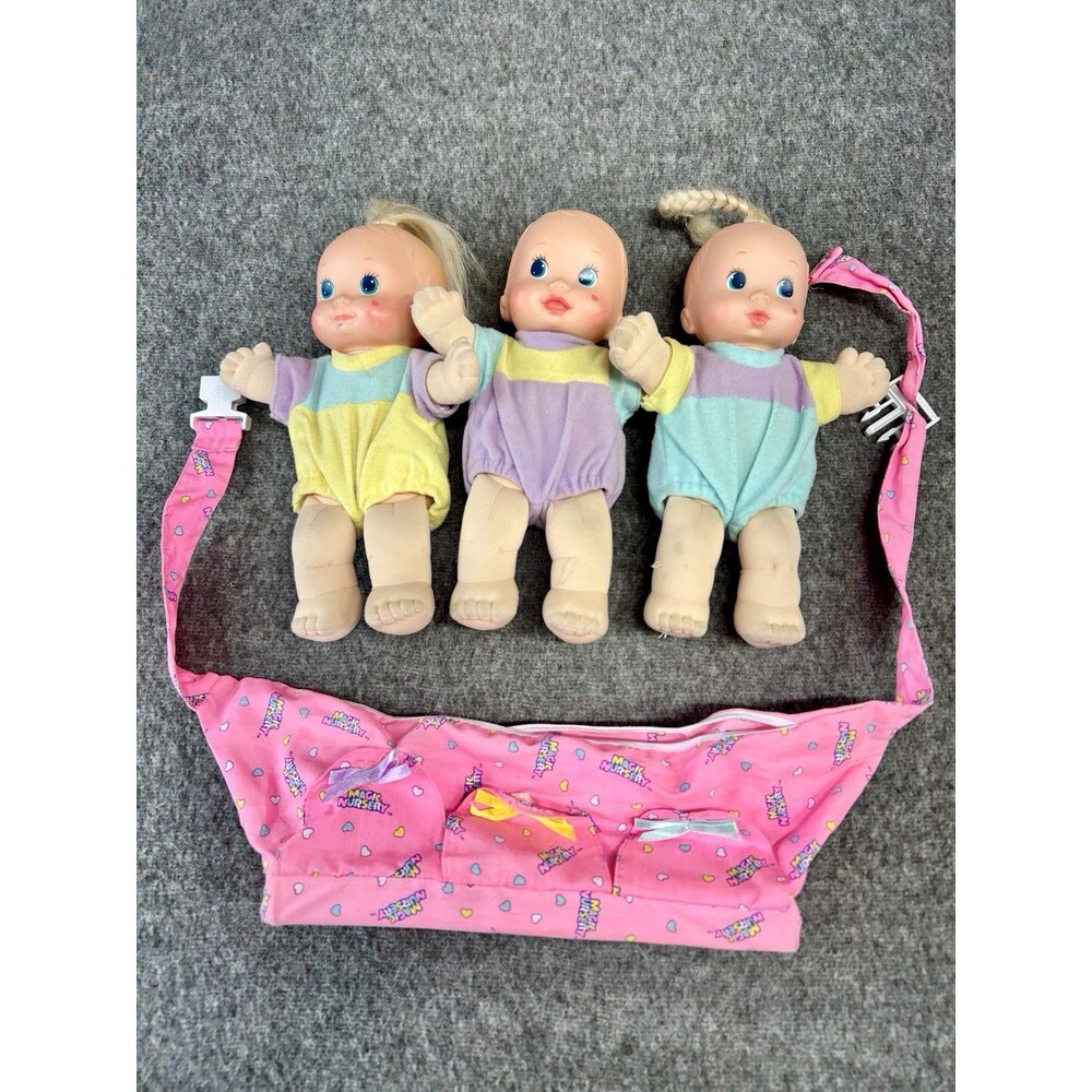 Vintage 1993 Mattel Magic Nursery Fuss n Giggle Triplets Baby Dolls